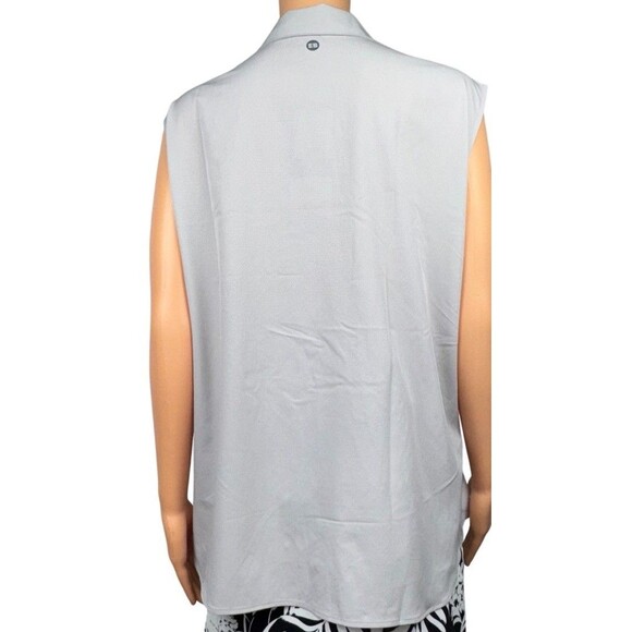 Eddie Bauer Womens X-Large Stretch Gray Button Front Sleeveless Tech Shirt New - Picture 9 of 10